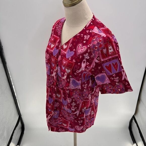 Peaches Uniform Breast Cancer Awareness Short Sleeve Scrub Top- S - Picture 12 of 12